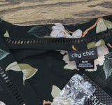 City Chic Trendy Plus Size Button Lined Blouse V-Neck Top Magnolia Green 18W