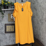 24seven Comfort Apparel Size Ruffle A-line Knee Length Dress Peach Orange 3X