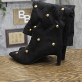 A New Day Studded Faux Suede Mid-Calf Boots with Cone Heel Jet Black 8.5M