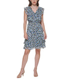 Tommy Hilfiger Chiffon Floral Fit & Flare Dress Sky Captain / Blue Multi 4