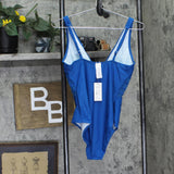 Cupshe Womens Plunging Tummy Control Cutout One-Piece Swimsuit Medium Blue L