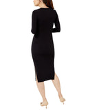 A Pea In The Pod Womens Knit Midi Maternity Side Slit Long Sleeve Dress Black S