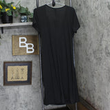 24Seven Womens Plus Size Knit Faux Wrap Short Sleeve Dress Black 1X