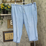 Cathy Daniels Elastic Waist Capris Pants with Side & Back Pockets Denim Blue 1X