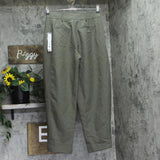Aqua Womens Folded Button Leg Balloon Pants Trousers IPL80854 Olive Green S