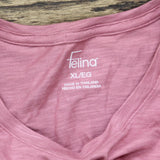 Felina Ladies Womens Slub Crew Tee 1460763 Heather Rose Pink XL