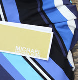 Michael Michael Kors Ring Accent Striped One-Piece Swimsuit Black Blue Multi 12