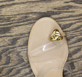 INC International Concepts Brisa Embellished Vinyl Sandals Dark Almond Brown 7M