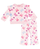 Rare Editions Baby Girls 2-Piece Bow Printed Pajama Set Fleece Pink Multi 12M