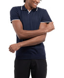 Spring + Mercer Collar Short Sleeve Sweater Polo Shirt Navy Blue / White XL