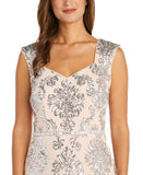R & M Richards Women's Sequin Open-Back with Envelope Godet Dress 7742
