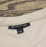INC International Concepts Womens Knit Ribbed Crewneck Top Twister Twine Brown L