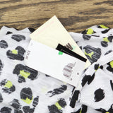 Miken Womens Animal-Print Ruched Racerback Cover Up Whitelimeade White L