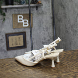 Nine West Women’s Rhonda3 Kitten Heel Slingback Pumps Ivory Off White 6.5M