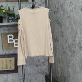 Tommy Hilfiger Womens Metallic Cold Shoulder T-Shirt J2IH6834 Camel Brown L