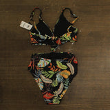 Bar III Womens Swept Away Knot-Front One-Piece Swimsuit MBSA25254 Black Multi S