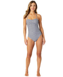 Anne Cole Neo Geo Twist-Front Bandeau One-Piece Swimsuit Blue White Multi 8