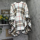 V. Fraas Solid Border Plaid Shawl Wrap 199501 Ivory Multi