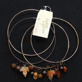 Erica Lyons Autumn Leaf Pave Bead 4 Pack Metallic Bangle Bracelets Brown Multi
