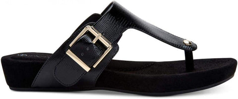 Giani Bernini Womens Rivver Sandals Buckle Thong Sandals Black Smooth 5M