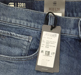 G Star Raw Mens 3301 Denim Slim Fit Jeans Faded Santorini Blue 33x30