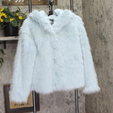 Wild Fable Womens Fuzzy Short Faux Fur Jacket 94774786 Dewdrop Aqua Blue M