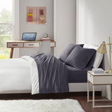 Intelligent Design Jersey-Knit Cotton Blend 3-Pc. Sheet Set Dark Grey Twin XL