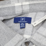 George Mens Button Up Flannel Long Sleeve Shirt 166fbd02559d31 Gray Plaid 2XL