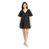 A New Day Womens Flutter Short Sleeve Mini Poplin Dress 89571058 Black XS