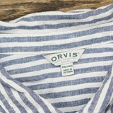 Orvis Womens Linen Blend Button Up Shirt 1758407 Blue Stripe 2XL
