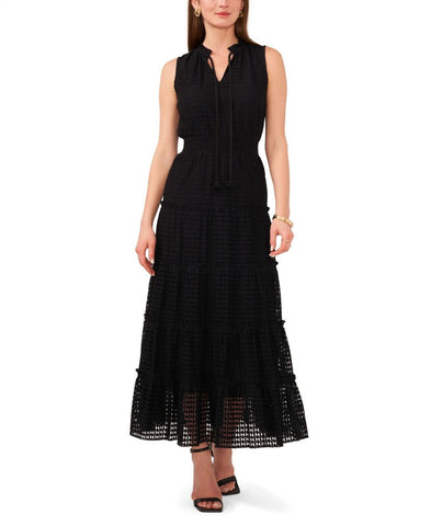 1.state Women's Sleeveless Tie V-Neck Smocked-Waist Maxi Dress 8133933