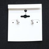 Lori's Gifts Fish Rhinestone Nautical Stud Earrings Silver Gray