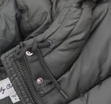 Sebby Collection Womens Long Belted Puffer Coat with Hood Jacket Olive Green S