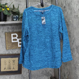Karen Scott Womens Sport Fleece Pullover Shirt Top 100068655WN True Teal 1X