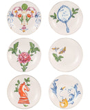 MCYS Show 6-Piece Ceramic Appetizer Plate Collection Set White Multi / Gold 8"