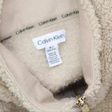 Calvin Klein Womens 1/4 Zip Fuzzy Pullover Sherpa Sweater Brown XL