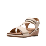 Clarks Kacha Wave Low Wedge Sandal 26186963 Cream Brown 9.5M