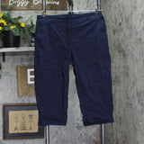 Karen Scott Womens Elastic Waist Cropped Pants Navy Blue 12P