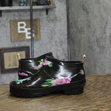 Journee Collection Womens Short Rainer Rain Boot Bootie Floral Black 7M