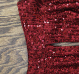 MSK Womens Sequin Keyhole Neck Long Sleeved Top Blouse Dark Wine Red L