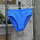 Salt + Cove Ribbed Banded High-Waist Swim Bikini Bottoms Cosmic Cobalt Blue S