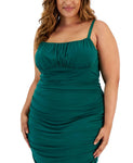 Emerald Sundae Womens Trendy Plus Size Ruched Empire-Waist Mini Dress GCIP1061