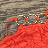 Vince Camuto Womens Crochet High-Neck Ring Bikini Top V33780 Tangerine Orange M