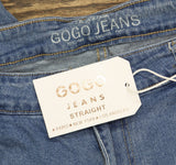 Gogo Jeans Distressed Frayed Straight-Leg Jeans Medium White Wash Blue 20W