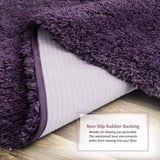 Clara Clark Absorbent Bath Mat Non-Slip Backing Rubber Eggplant Purple 20" x 32"