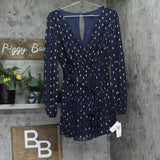 City Studios Juniors Foil-Print Jersey Fit Mini Dress Navy Blue / Gold M