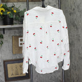 Miken Cherry Embroidered Button-Down Cover-Up Shirt I2992PUXH White Multi L