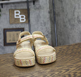 Anne Klein Womens Verse Platform Sandal VERS02F9 Brown Multi 9M