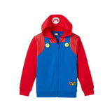 Super Mario Boys Youth Full Zip Nintendo Cosplay Sweatshirt Blue / Red M