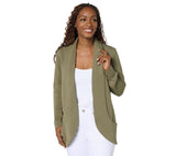Belle by Kim Gravel Womens ScubaLuxe Cocoon Cardigan A691864 Olive Envy Green 1X